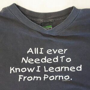 Vintage 1998 Porno Dont Panic Statement Tee T-shirt Skater Skateboard XL Danish